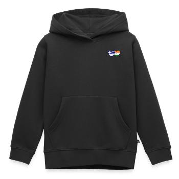 Griechenland Indien Flagge Herz - Kinder Premium Organic Hoodie - Schwarz - Vorne - AI Model Kid Male (0cm)