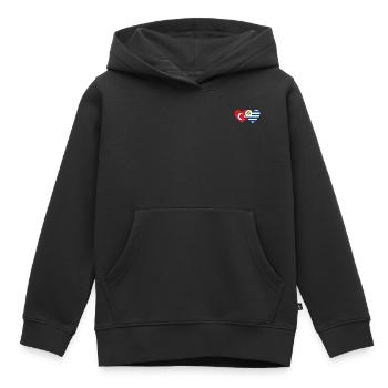 Türkei Uruguay Herz Flagge - Kinder Premium Organic Hoodie - Schwarz - Vorne - AI Model Kid Male (0cm)