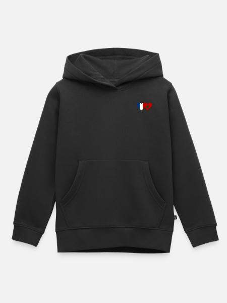 France Maroc Flag Coeur - Sweat Premium à capuche enfant bio - noir