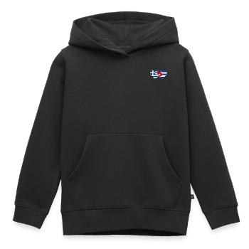 Griechenland Kuba Flagge Herz - Kinder Premium Organic Hoodie - Schwarz - Vorne - AI Model Kid Male (0cm)