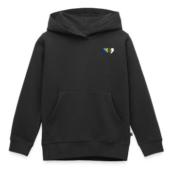 Bosnien Algerien Flagge Herz - Kinder Premium Organic Hoodie - Schwarz - Vorne - AI Model Kid Male (0cm)