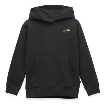 Islande Colombie Drapeau Coeur - Sweat Premium à capuche enfant bio - noir - Devant - AI Model Kid Male (0cm)