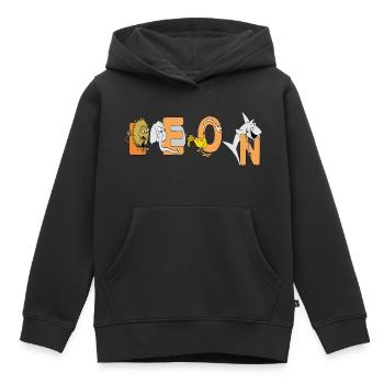 Leon - Kinder Premium Organic Hoodie - Schwarz - Vorne - AI Model Kid Male (0cm)