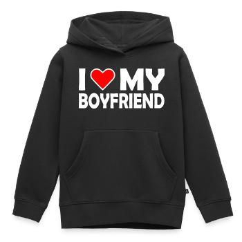 I love my boyfriend - Kinder Premium Organic Hoodie - Schwarz - Vorne - AI Model Kid Male (0cm)