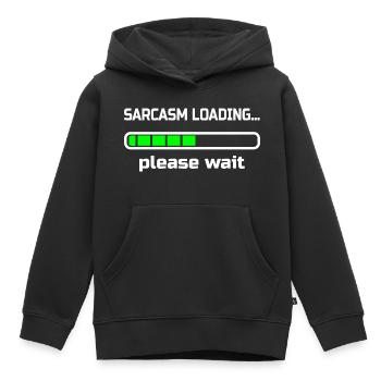 Sarkasmus lädt ... Bitte warten. Humor - Kinder Premium Organic Hoodie - Schwarz - Vorne - AI Model Kid Male (0cm)