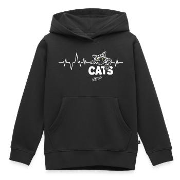 Battements de cœur Chats - Sweat Premium à capuche enfant bio - noir - Devant - AI Model Kid Male (0cm)