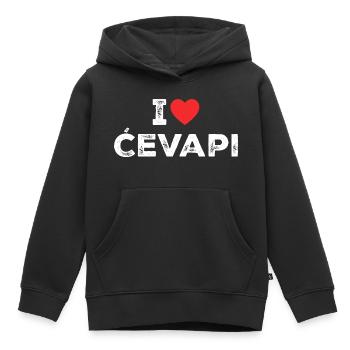 I Love Cevapi - I Heart Cevapi - Balkan Food - Sweat Premium à capuche enfant bio - noir - Devant - AI Model Kid Male (0cm)