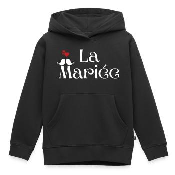La mariée - Sweat Premium à capuche enfant bio - noir - Devant - AI Model Kid Male (0cm)