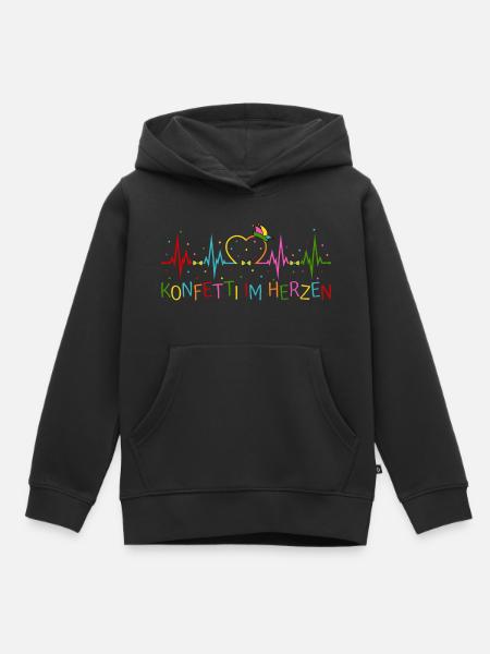 Fasching Herzschlag EKG Konfetti im Herzen Party - Kinder Premium Organic Hoodie - Schwarz