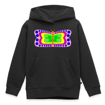 Papillon - Sweat Premium à capuche enfant bio - noir - Devant - AI Model Kid Male (0cm)