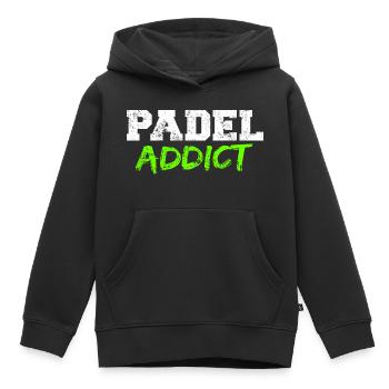 Padel Addict - Sweat Premium à capuche enfant bio - noir - Devant - AI Model Kid Male (0cm)