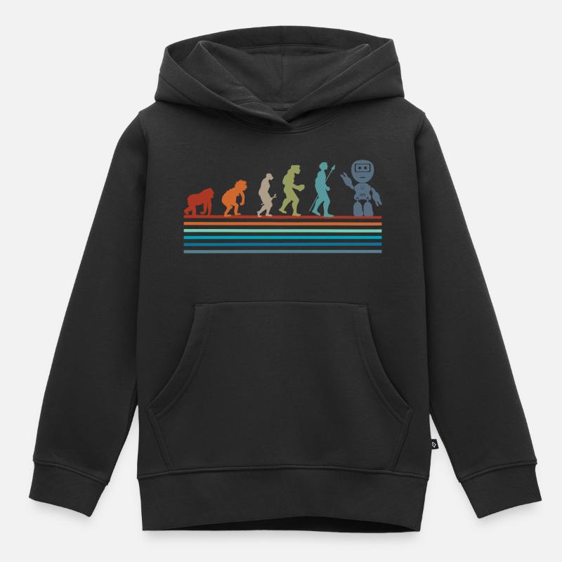 Évolution rétro vintage robot - Sweat Premium à capuche enfant bio - noir