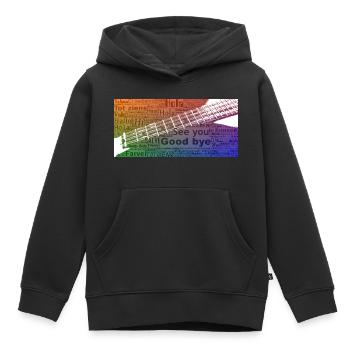 Griffbrett mit Texten - Kinder Premium Organic Hoodie - Schwarz - Vorne - AI Model Kid Male (0cm)