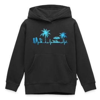 Heartbeat Palm Tree Glass Flipp Flop Summer Lover - Sweat Premium à capuche enfant bio - noir - Devant - AI Model Kid Male (0cm)