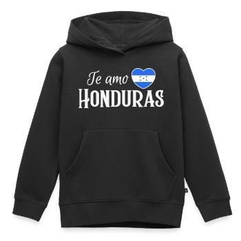 J’adore le Honduras, fabriqué au Honduras - Sweat Premium à capuche enfant bio - noir - Devant - AI Model Kid Male (0cm)