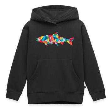Pêche à la truite Poisson Pêcheur à la ligne Truite - Sweat Premium à capuche enfant bio - noir - Devant - AI Model Kid Male (0cm)