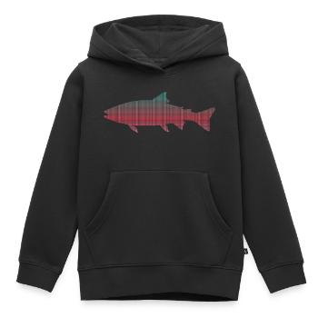 Pêche à la truite Pêcheur pixelisé Truite - Sweat Premium à capuche enfant bio - noir - Devant - AI Model Kid Male (0cm)