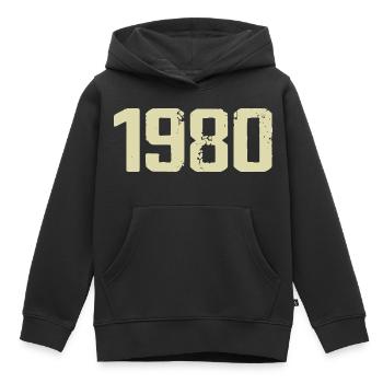 Jubilé 1980 - Sweat Premium à capuche enfant bio - noir - Devant - AI Model Kid Male (0cm)