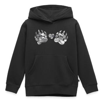 Pattes pattes coeur camouflage - Sweat Premium à capuche enfant bio - noir - Devant - AI Model Kid Male (0cm)