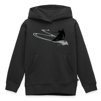 Skifahrer Spur - Kinder Premium Organic Hoodie - Schwarz - Vorne - AI Model Kid Male (0cm)