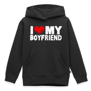 I love my boyfriend - Kinder Premium Organic Hoodie - Schwarz - Vorne - AI Model Kid Male (0cm)