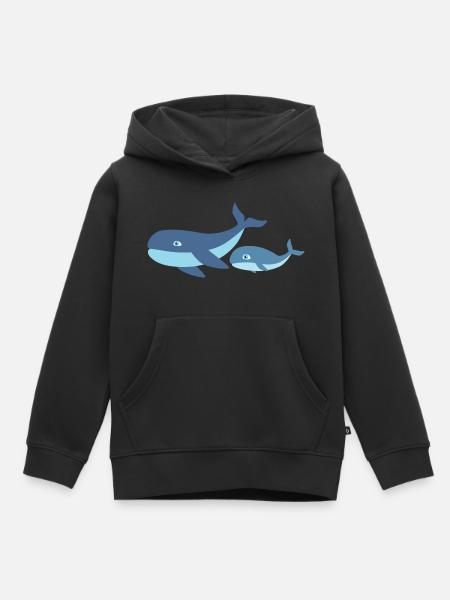 Mutter Wal mit Kind Wal - Kinder Premium Organic Hoodie - Schwarz