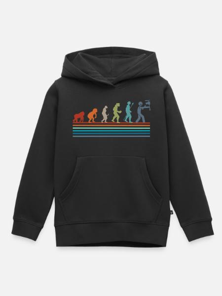 Retro Vintage Social Media Evolution - Kinder Premium Organic Hoodie - Schwarz