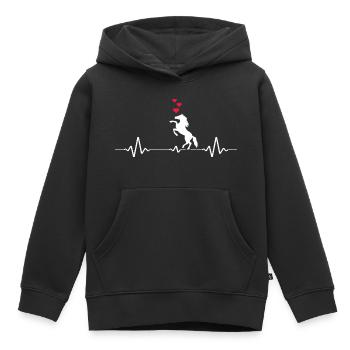 Pferd reiten Pferdeliebe Pferdestall Reitstunde - Kinder Premium Organic Hoodie - Schwarz - Vorne - AI Model Kid Male (0cm)