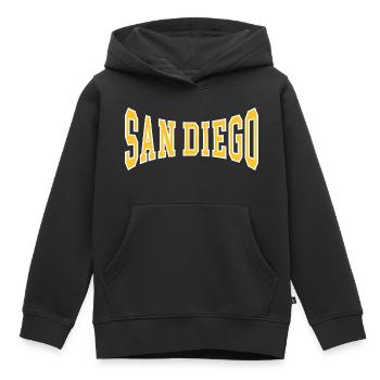 San Diego - Sweat Premium à capuche enfant bio - noir - Devant - AI Model Kid Male (0cm)