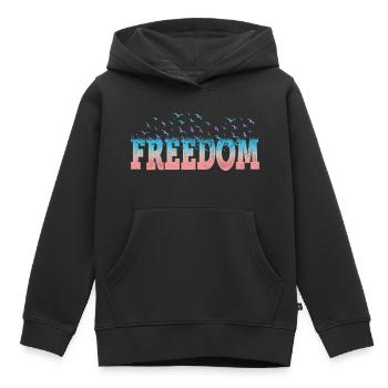 Freedom Freiheit Schrift Bunt Vögel Vintage Retro - Kinder Premium Organic Hoodie - Schwarz - Vorne - AI Model Kid Male (0cm)
