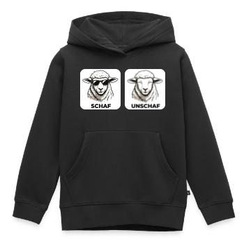 Schaf Unschaf - Wortspiel mit unscharf und Schaf - Kinder Premium Organic Hoodie - Schwarz - Vorne - AI Model Kid Male (0cm)