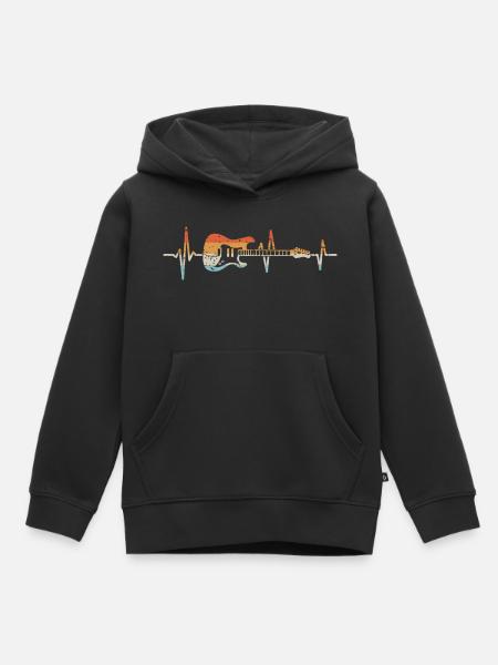 Gitarre Herzschlag Retro E-Gitarre Gitarrist - Kinder Premium Organic Hoodie - Schwarz