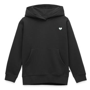 Lettre l cœur sport tendance vert - idée cadeau - Sweat Premium à capuche enfant bio - noir - Devant - AI Model Kid Male (0cm)