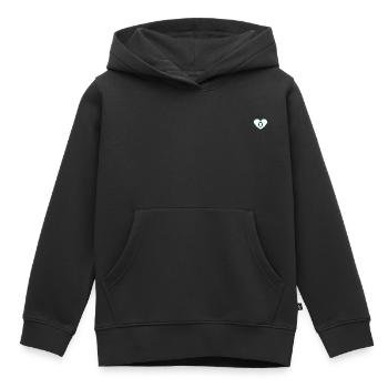 Lettre o cœur sport tendance vert - idée cadeau - Sweat Premium à capuche enfant bio - noir - Devant - AI Model Kid Male (0cm)