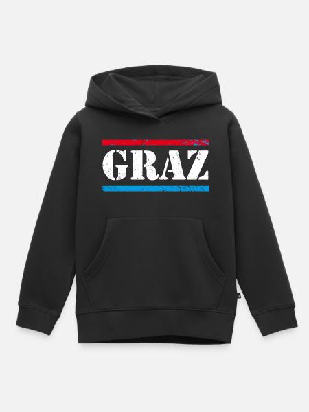 Graz - Kinder Premium Organic Hoodie - Schwarz
