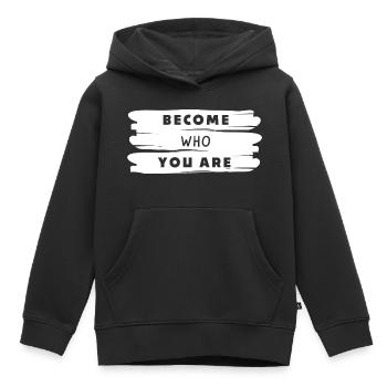 BECOME YOU ARE - Sweat Premium à capuche enfant bio - noir - Devant - AI Model Kid Male (0cm)