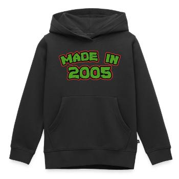 Hergestellt im Jahr 2005 - Kinder Premium Organic Hoodie - Schwarz - Vorne - AI Model Kid Male (0cm)