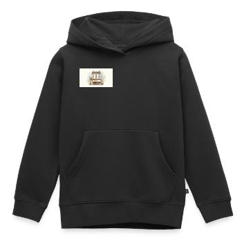 Façade Café Parisien Watercolor - Sweat Premium à capuche enfant bio - noir - Devant - AI Model Kid Male (0cm)