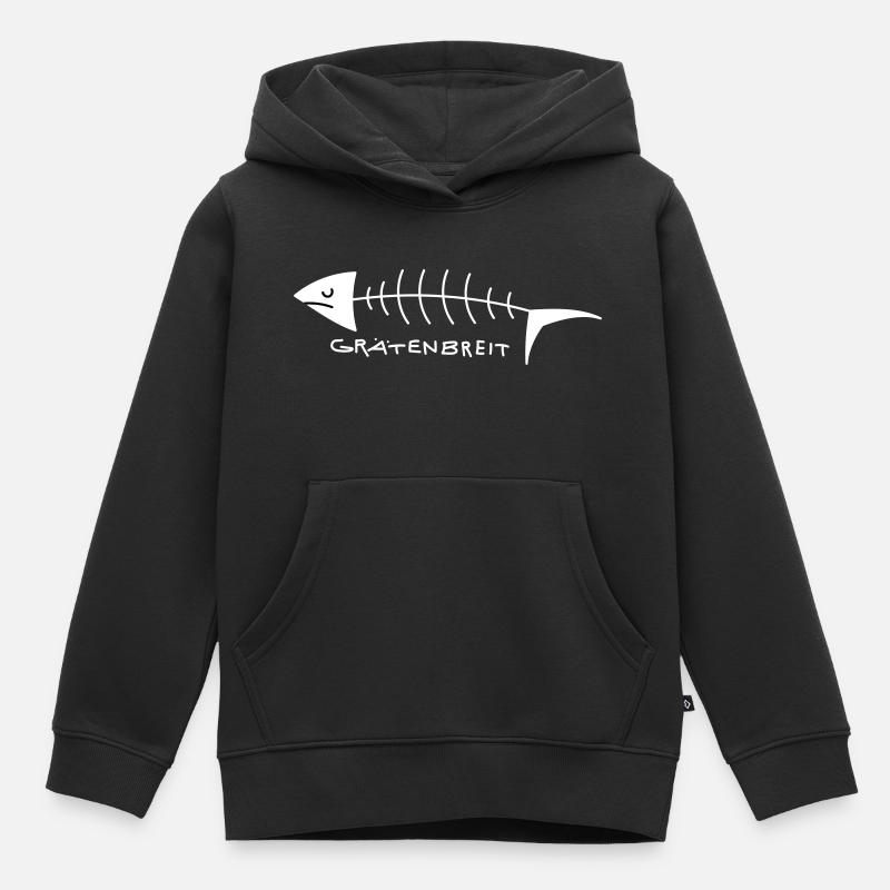 Chevrons drôles larges - Sweat Premium à capuche enfant bio - noir
