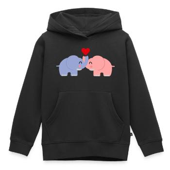 Elefant Liebe Paar - Kinder Premium Organic Hoodie - Schwarz - Vorne - AI Model Kid Male (0cm)
