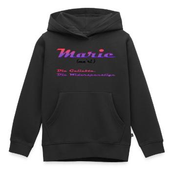 Marie - Sweat Premium à capuche enfant bio - noir - Devant - AI Model Kid Male (0cm)