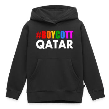 Boycott qatar - Sweat Premium à capuche enfant bio - noir - Devant - AI Model Kid Male (0cm)
