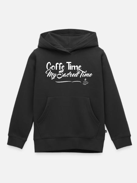 Kaffeezeit - Cooles Design - Kinder Premium Organic Hoodie - Schwarz