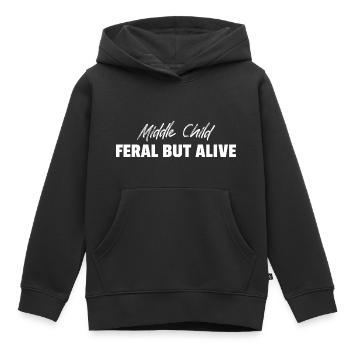 Middle Child: Feral but Alive - Kids Premium Organic Hoodie - black - Front - AI Model Kid Male (0cm)