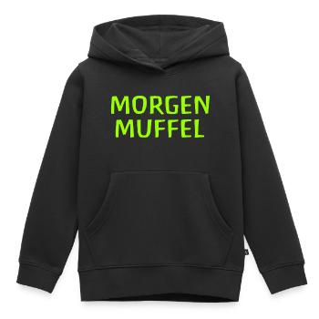 Morgenmuffel - Kinder Premium Organic Hoodie - Schwarz - Vorne - AI Model Kid Male (0cm)