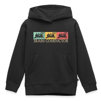Conducteur de train - Locomotive - conducteur de train cadeaux - Sweat Premium à capuche enfant bio - noir - Devant - AI Model Kid Male (0cm)