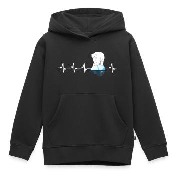 baigneur de glace battement de cœur ours polaire sur la banquise bain d'hiver - Sweat Premium à capuche enfant bio - noir - Devant - AI Model Kid Male (0cm)