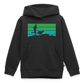 Canicross cross-country avec des sports canins - Sweat Premium à capuche enfant bio - noir - Devant - AI Model Kid Male (0cm)