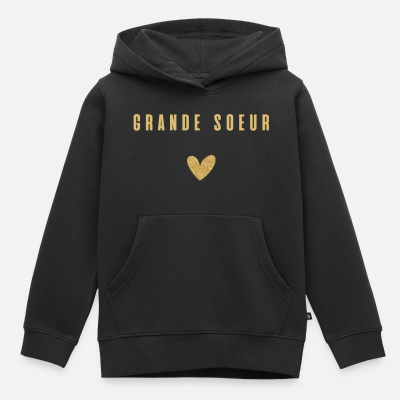grande sœur - Sweat Premium à capuche enfant bio - noir