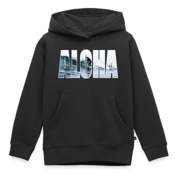 ALOHA - Sweat Premium à capuche enfant bio - noir - Devant - AI Model Kid Male (0cm)